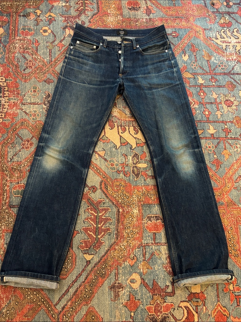 A.P.C. Men's Indigo Relaxed Straight Jeans